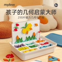 弥鹿（MiDeer）儿童七巧板积木250片想象力彩色磁力启蒙大颗粒玩具礼盒生日礼物 【新品升级款】250片+白板+题目