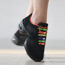三沙（SANSHA）舞蹈鞋女软底爵士鞋广场舞网面跳舞运动现代舞黑色 黑色（正常码） 37(23.5cm)