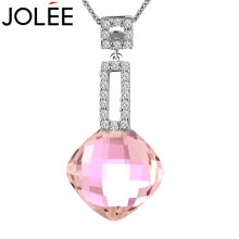 JOLEE 项链 天然水晶S925银彩色宝石吊坠简约韩版锁骨链首饰品送女生礼物