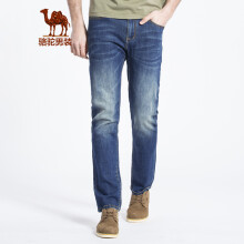 骆驼（CAMEL）男装 时尚蓝色直筒商务休闲青年牛仔裤男长裤 蓝色 33