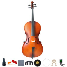 思雅晨专业大提琴成年人儿童手工初学练习考级演奏实木单板哑光亮光系列 普及夹板哑光大提琴MC 1/2身高130CM以上