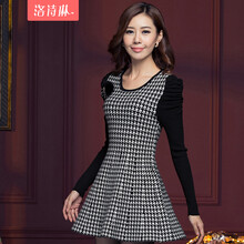 LUXLEAD洛诗琳2014秋装新品圆领腰部显瘦百