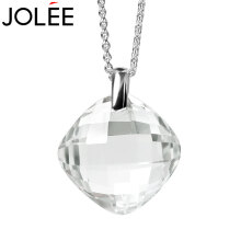 JOLEE项链S925银吊坠白水晶时尚轻奢锁骨链项坠饰品送女生节日礼物