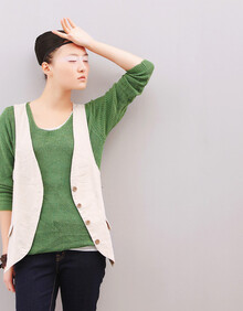 初语<em>2013新款</em>麻料文艺<em>马夹女</em>单排扣<em>马甲</em> 03S