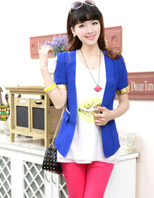 碧优妮夏装新款<em>女</em>短袖<em>修身小外套</em>西装957013