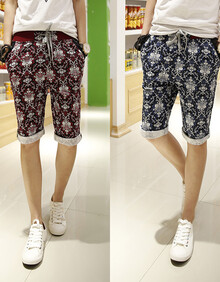 汐洛可<em>夏季</em>小清新品花<em>短裤男</em>沙滩大花纹男士棉