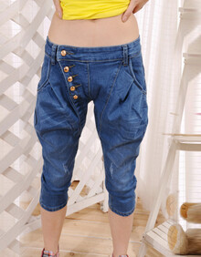 370#2013夏新款<em>哈伦</em>裤女<em>牛仔</em>七分裤<em>马裤</em>宽松