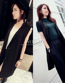 2014新款简约大牌百搭中<em>长款</em>休闲款<em>西装马甲</em>