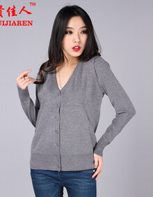 <em>针织</em>衫 女士羊绒衫 <em>短款</em>V领<em>开衫</em>羊毛衫 时尚休