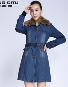 浪迪图棉衣女2013<em>秋冬</em>牛仔<em>风衣外套</em>女长袖 中