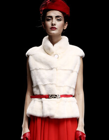 米可丹露 2013新款水貂<em>皮草马甲</em> 女貂皮大衣整