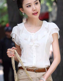 诗洛妃 2014女装新款<em>夏装</em>韩版短袖衬衫<em>女款</em>U