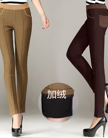新款加厚打底裤子加绒裤保暖<em>女装休闲小脚裤</em>女