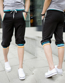 BOILL 时尚新款彩虹边<em>休闲短裤男</em> 七分裤 SC7