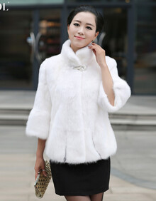 <em>芭欧</em>2013秋冬新款水貂毛立领 九分袖<em>皮草</em>大衣