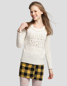 天使之城 <em>秋冬</em>新款 字母钉珠针织衫 <em>套头</em>修身毛