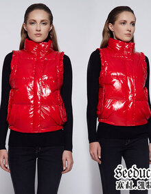 白鸭<em>羽绒马甲女秋冬</em>时尚亮面加厚棉背心外套3