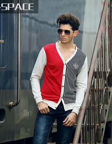 uspace 2013男装春季新品<em>男款</em>V领<em>开衫英伦</em>时