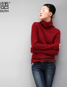 初语2013冬季新品<em>女装</em> 高领堆领羊毛<em>毛衣</em> 打底