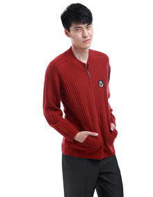 雪莲<em>羊绒</em>高领抽条<em>羊绒男开衫</em> 男款长袖加厚羊