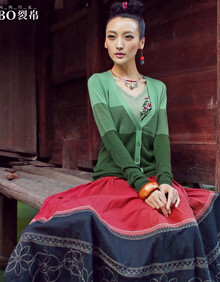 裂帛 秋装新款 V领渐变色 <em>针织</em>衫<em>开衫外套</em> 女5