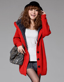 左心坊 2013中长款<em>加绒加厚毛衣外套</em>女开衫宽