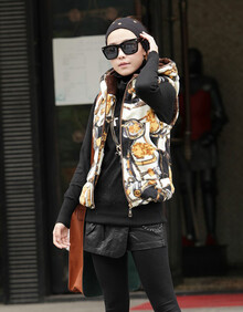 【货到付款】香戈奈 2013新款女<em>豹纹马甲</em>冬韩