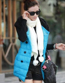 清新怡人 2013年中长款<em>大码</em>羽绒<em>丝棉马甲</em>潮 女