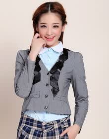 简朵2013秋季新款<em>女装</em> 韩版<em>休闲格子长袖</em>小西