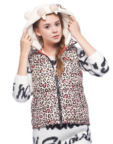 艾格ES 2013冬季可<em>拆</em>连帽豹纹棉衣<em>马甲</em> 1303