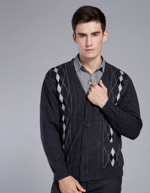 绒利斯特 <em>男羊绒</em>衫v领<em>开衫外套</em>秋冬中老年爸爸