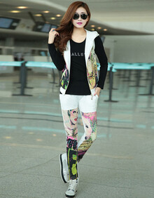 帛柏 2014春装新款<em>女修身马甲</em>运动卫衣套装三