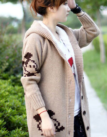G调瑟 秋<em>冬装</em>新<em>韩版</em>女装<em>可爱</em>米奇棒针连帽<em>毛衣</em>