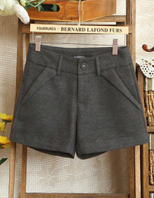 柒姿阁 2013秋季女装韩版大码<em>毛呢短裤</em>百搭显