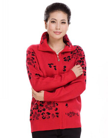 洛依诺 母亲节中老年<em>毛衣女外套</em>妈妈开衫<em>拉链</em>