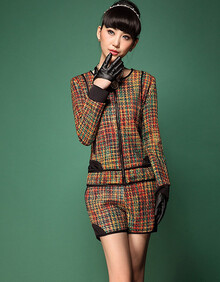 葵花向日 英伦风时尚千鸟格小格子百搭<em>女士</em>短