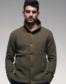 AK男装2014春装 双口袋羊毛<em>开衫毛衣</em>外套121