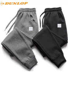 登路普品牌 运动裤棉男长裤秋季薄款加绒加厚春秋休闲舒适透气纯棉针织卫裤男士束脚小脚收口宽松健身跑步裤 黑色-春秋薄款 M
