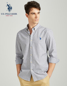 U.S. POLO ASSN. ACSMC-50944 衬衫男条纹长袖全棉青年春秋休闲商务衬衣男 藏蓝条纹M-170