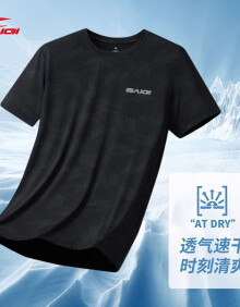 赛琪短袖T恤男2024夏季冰丝速干薄款运动上衣跑步透气迷彩大码半袖 黑色 XL