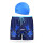 1963蓝海草花+PU泳帽蓝