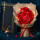 14朵红康乃馨玫瑰花束+礼袋+灯串