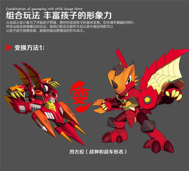 灵动创想(ldcx)斗龙战士2圣龙战神系列变形玩具六合一