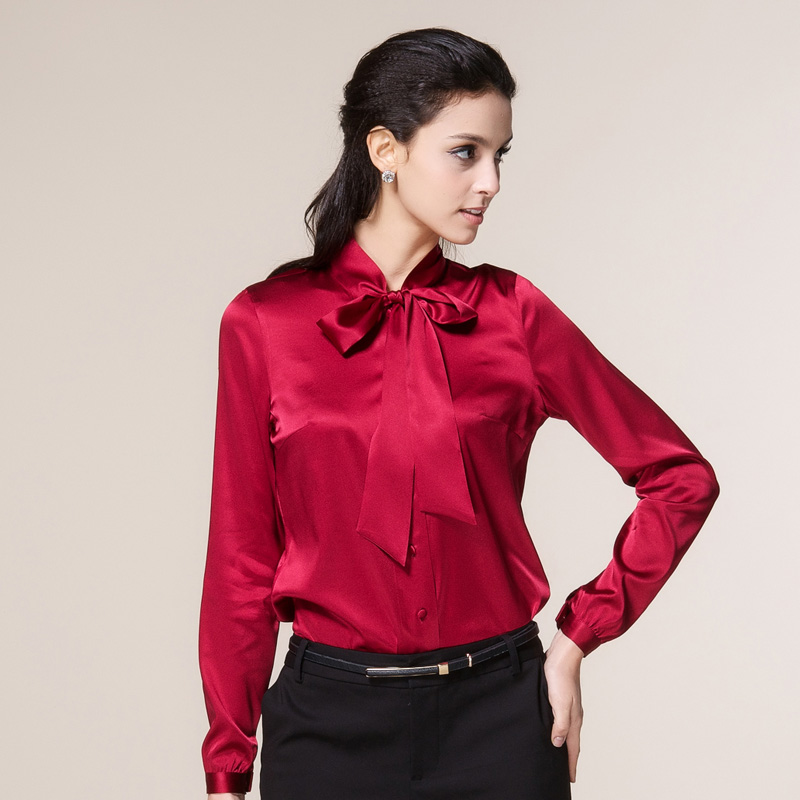 最新真丝衬衫女长袖宽松中长款纯色价格 同款