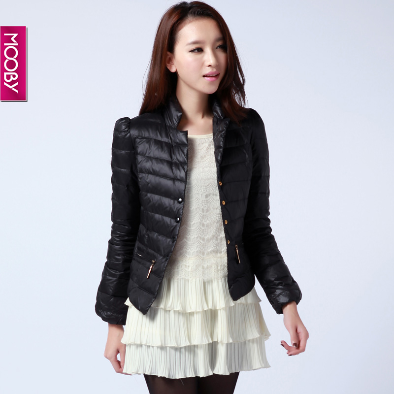 mooby2012冬装新款韩版立领短款羽绒服女修身潮正品mmy2d080 咖啡色 m图片