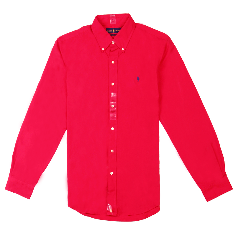 拉尔夫劳伦(polo ralph lauren)男士长袖纯色休闲衬衫 红色 red m