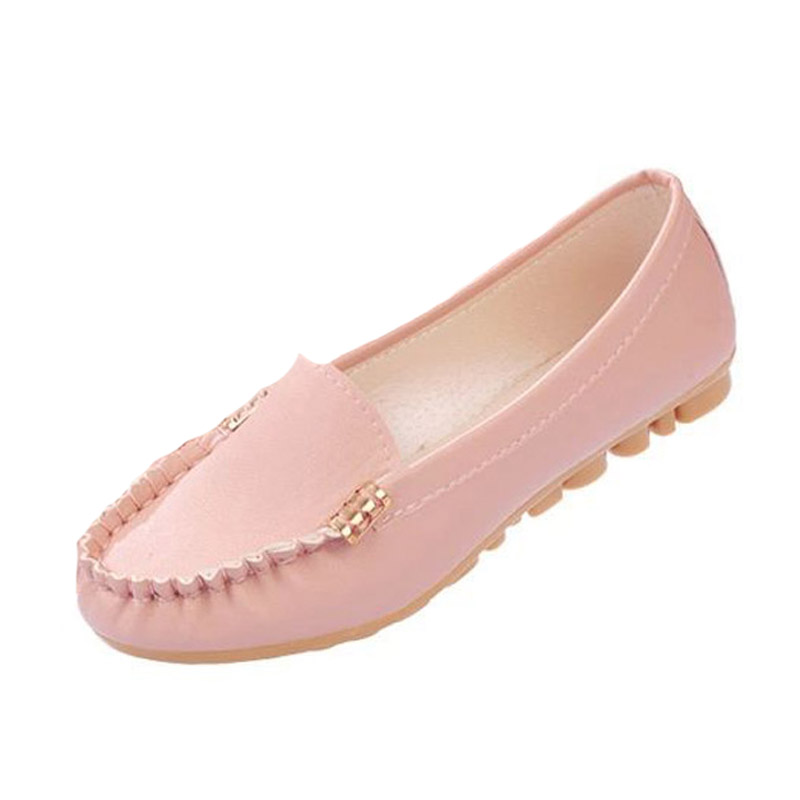 平底女单鞋时尚平跟女豆豆鞋妈妈鞋舒适开车鞋女鞋01-hf-g003 粉红色
