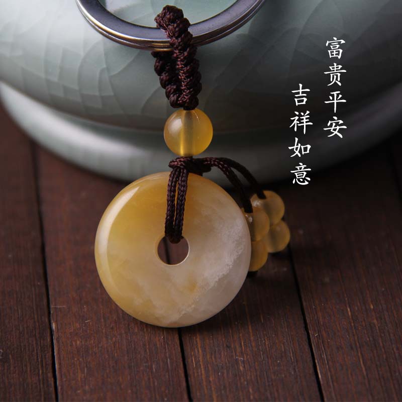 知车行 汽车专用高档天然黄玉钥匙扣招财转运钥匙链挂件钥匙圈 平安扣_美美编织 知车行 汽车专用高档天然黄玉钥匙扣招财转运钥匙链挂件钥匙圈 平安扣
