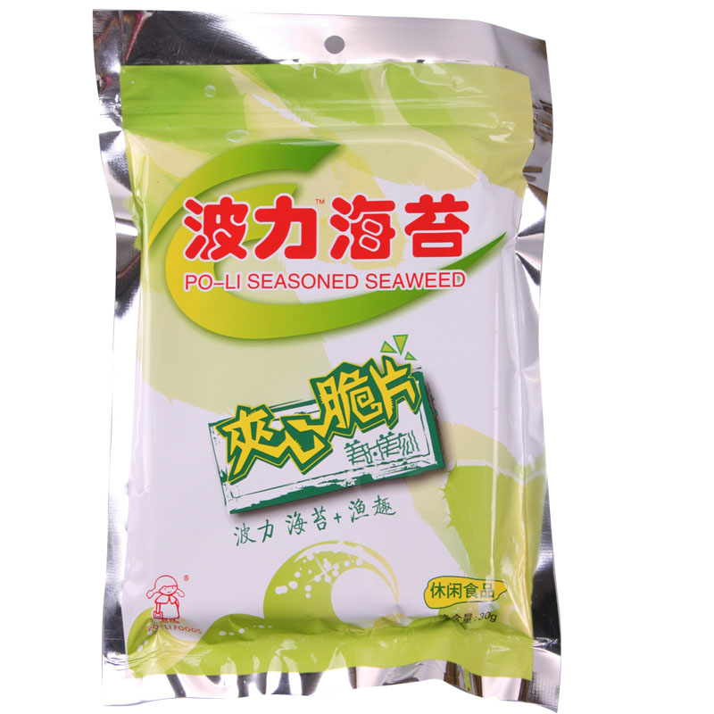波力海苔夹心脆片(海苔 渔趣) 30克大袋装 即食紫菜