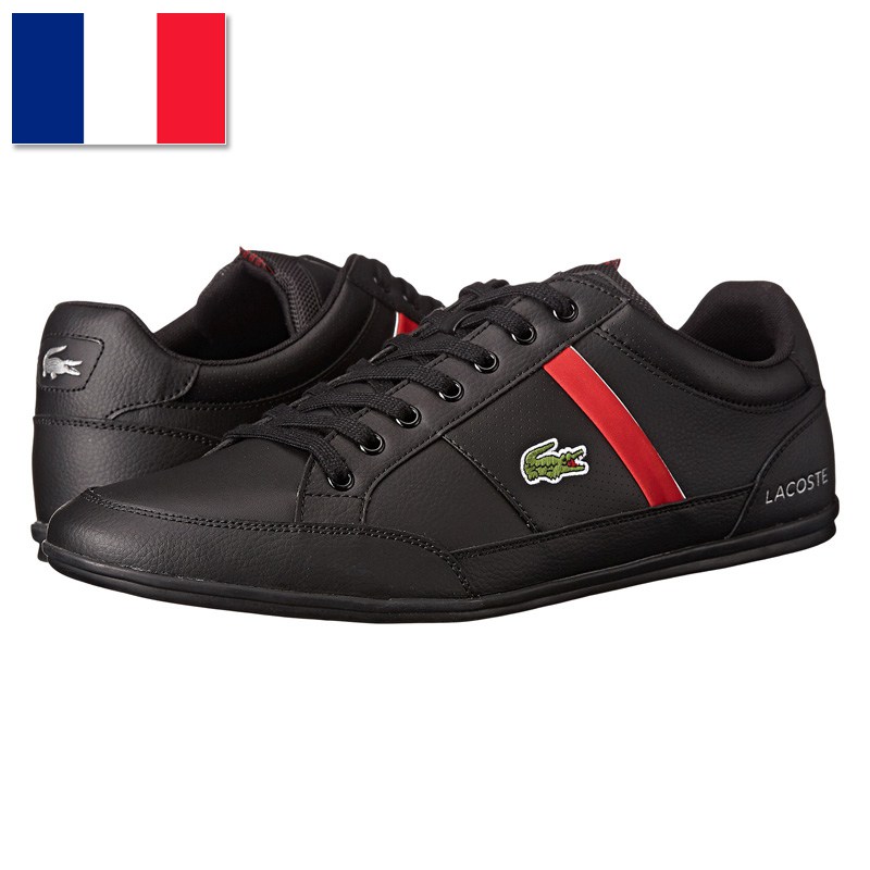 lacoste/法国鳄鱼 男士低帮系带休闲鞋 8463067 国外直邮 black red